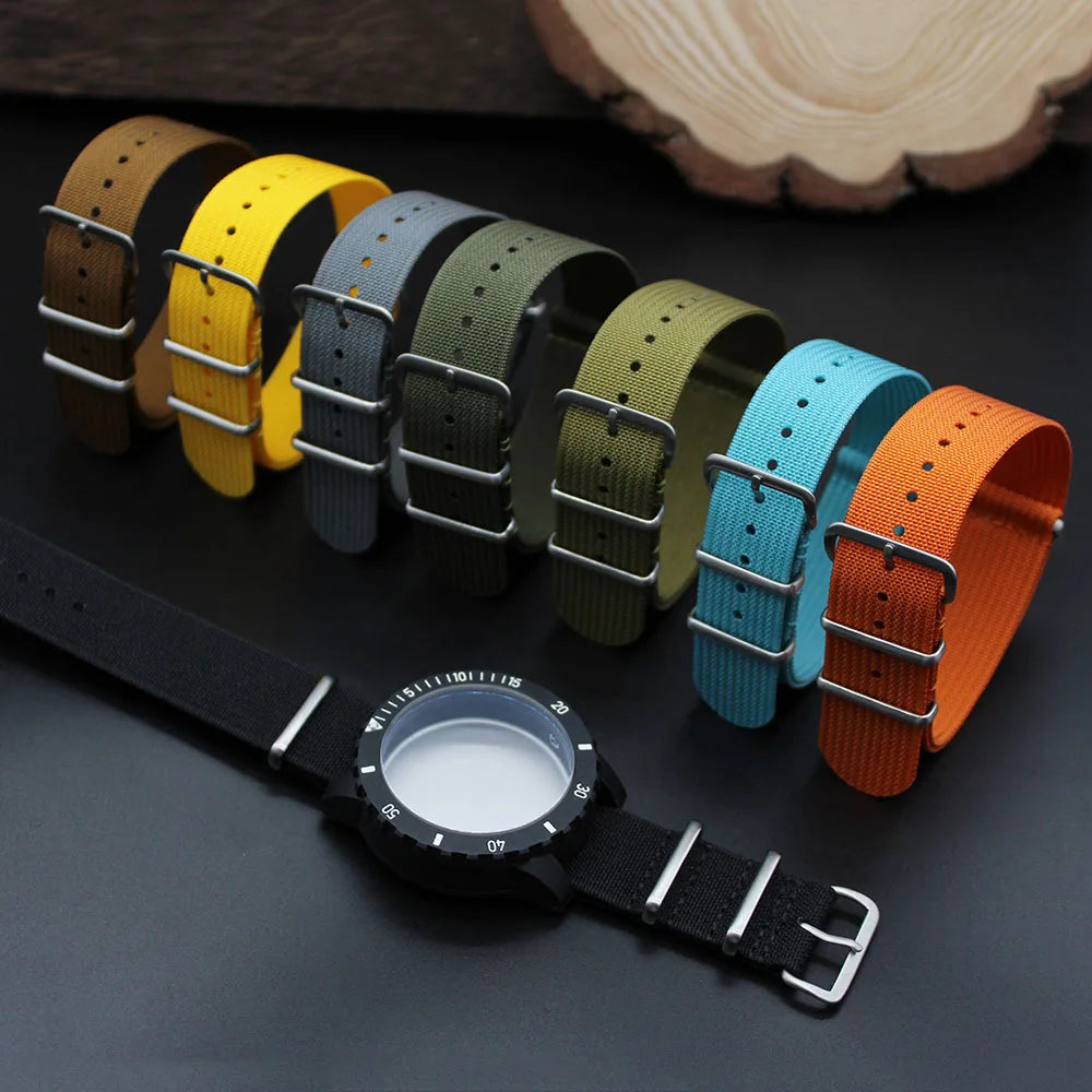 YUNSE Hotsale Woven Vintage Watch Strap Seatbelt Slim 18mm 20mm 22mm 1.2mm Ribbed Watch Nylon Watch Strap Fabric Wrist Band