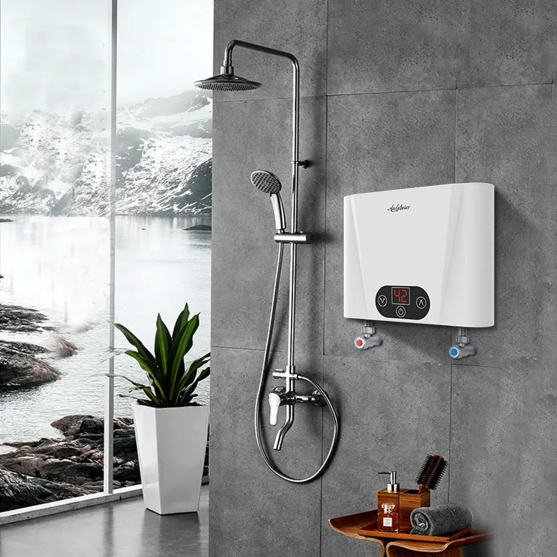 Kitchen Bathroom Water Heating with Pump Salty Water Instant Electric Indoor Shower Tankless Water Heater