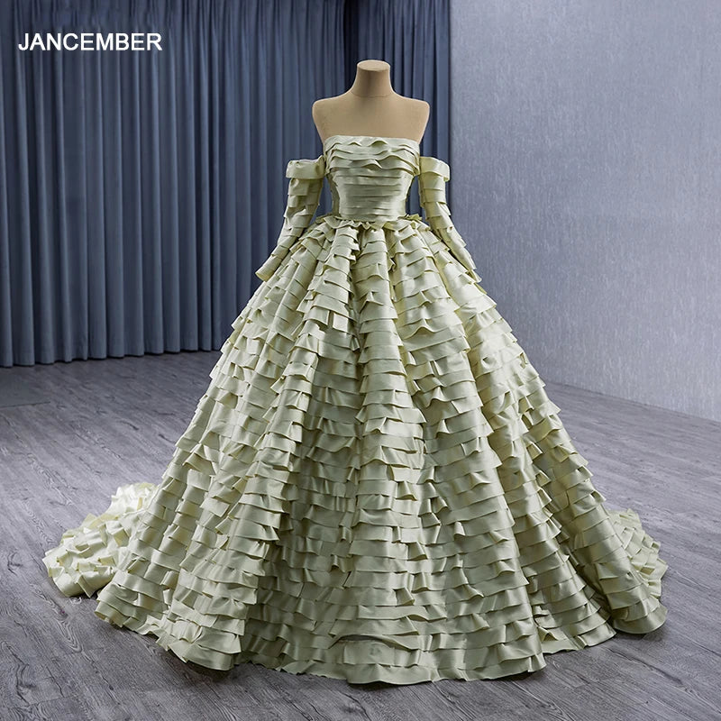 Ruffle Skirt Elegant Tulle Bridal Dress Long Tailing Wedding Evening Gown Rsm241023