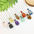 Natural Gemstone Stainless Steel Essential Oil Perfume Bottle Pendant Fluorite Amethyst Rose Quartz Chains Gift Fashion Jewelry