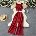 Women's Short Sleeveless Vest Top Wide Leg Casual Suit Pants Set 2 Piece Suit