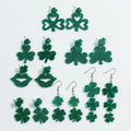 Simple Geometric Cut Jewelry Earrings Green Four-leaf Clover Lucky Accessory Glitter Hollow Exaggerated Lip Resin Long Earrings