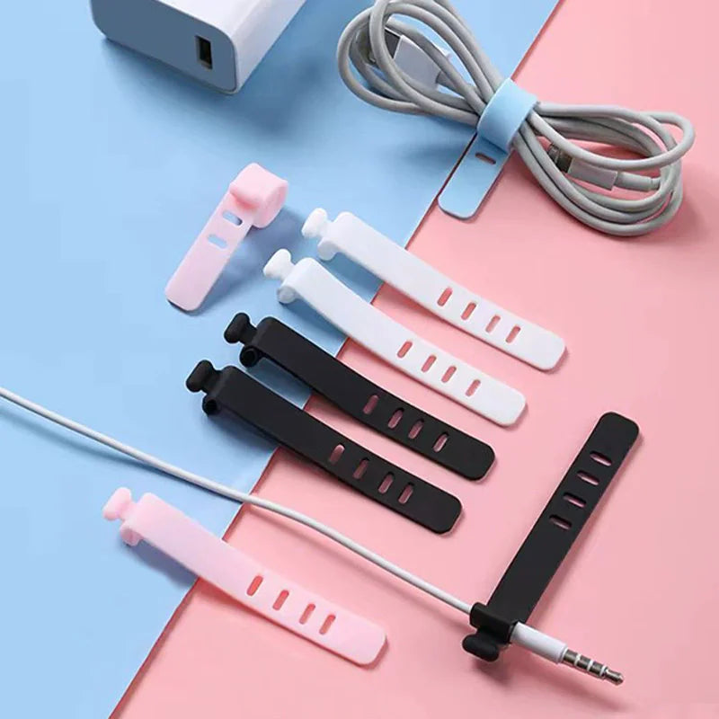 Household Multifunctional Flexible Silicone Cable Ties Adjustable Portable Earphone Data Cable Tie