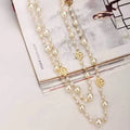 Wholesale High Quality Dainty Small Fragrant Pearl Hollow Out Flower Statement Women Sweater Chain Necklace