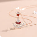 Acme  New Arrival Sector Semicircle Pendant Necklace 925 Sterling Silver  Natural Red Agate Collar Chain Necklace