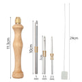 Wooden Handle Embroidery Stitching Punch Needle with 3 Replaceable Needles