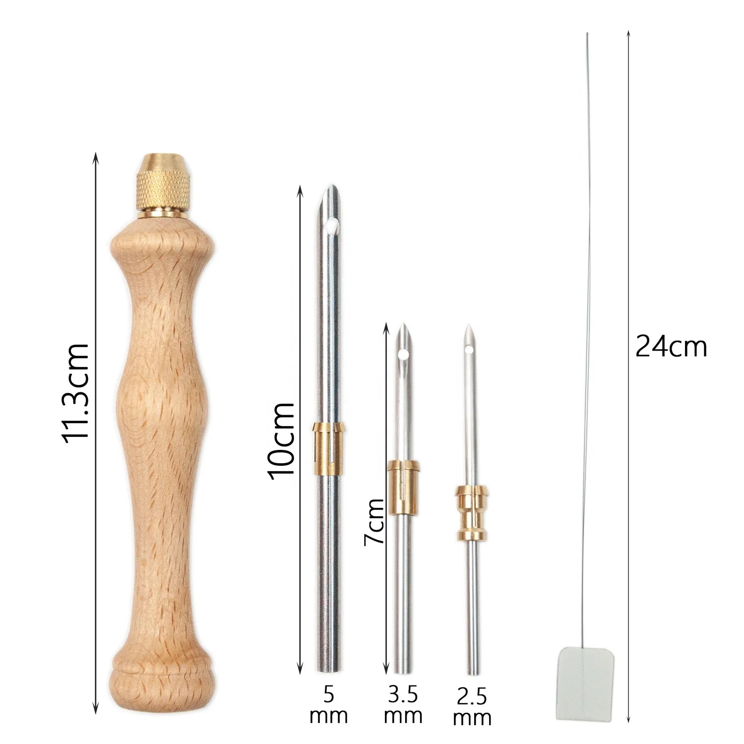 Wooden Handle Embroidery Stitching Punch Needle with 3 Replaceable Needles