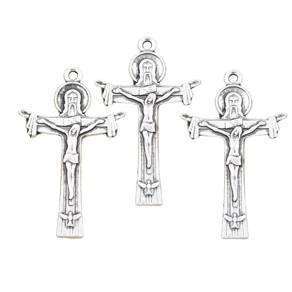 Charms Cross Jesus 40x24mm Tibetan Silver Color Pendants Antique Jewelry Making DIY Handmade Craft