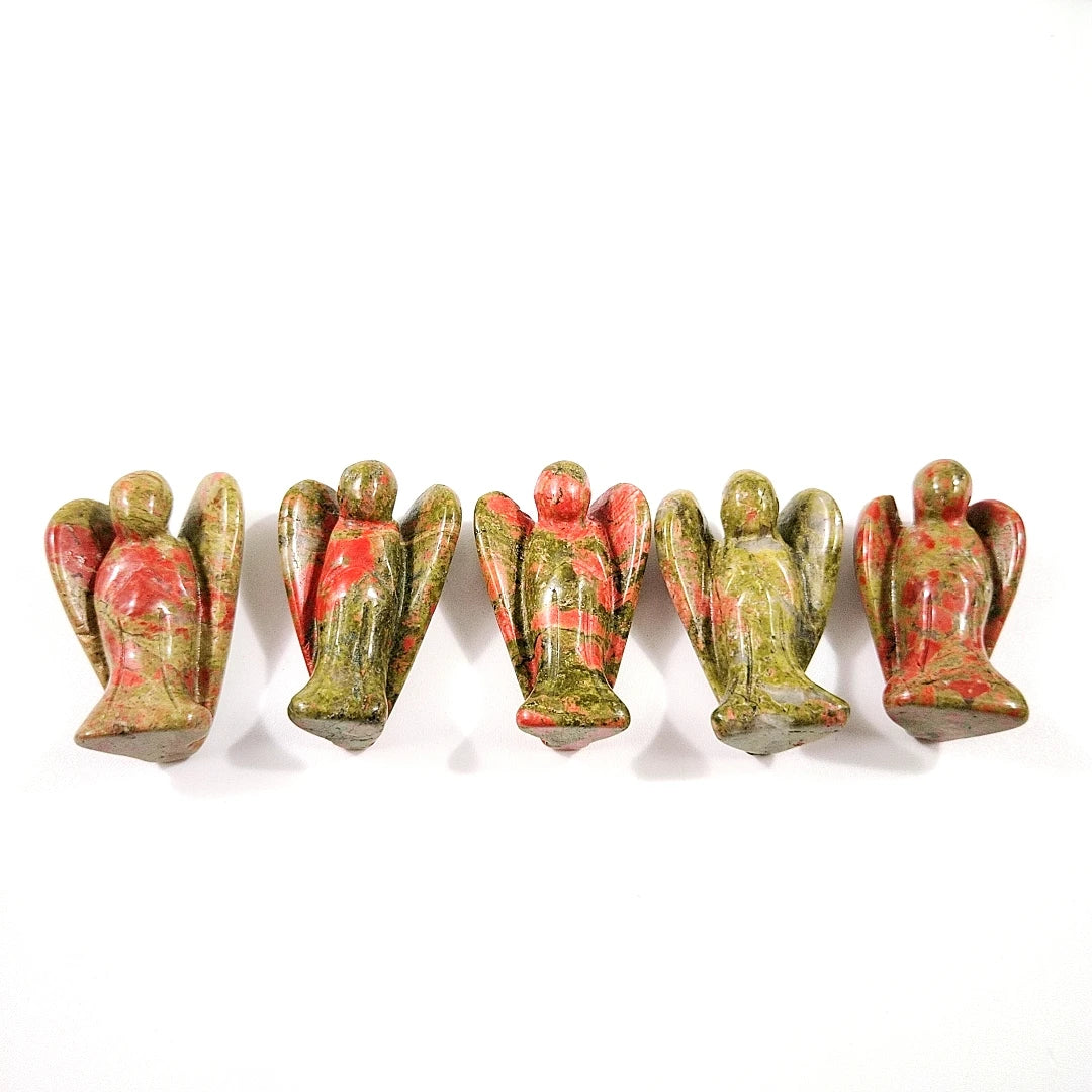 Huiying Wholesale Craved Crystal Healing Unakite Angel Crafts 1.5 Inch