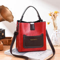 New Arrival Designer Red Colour Female Shoulder Private Label Leather Bucket Hand Bag