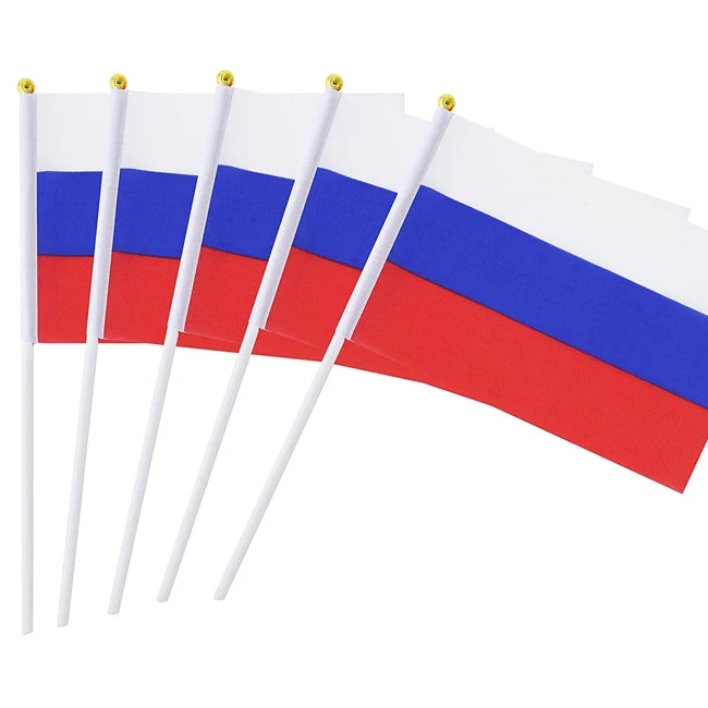 High Quality 100% Polyester Customized Russian Hand Flag Small 21*14cm Hand Flag