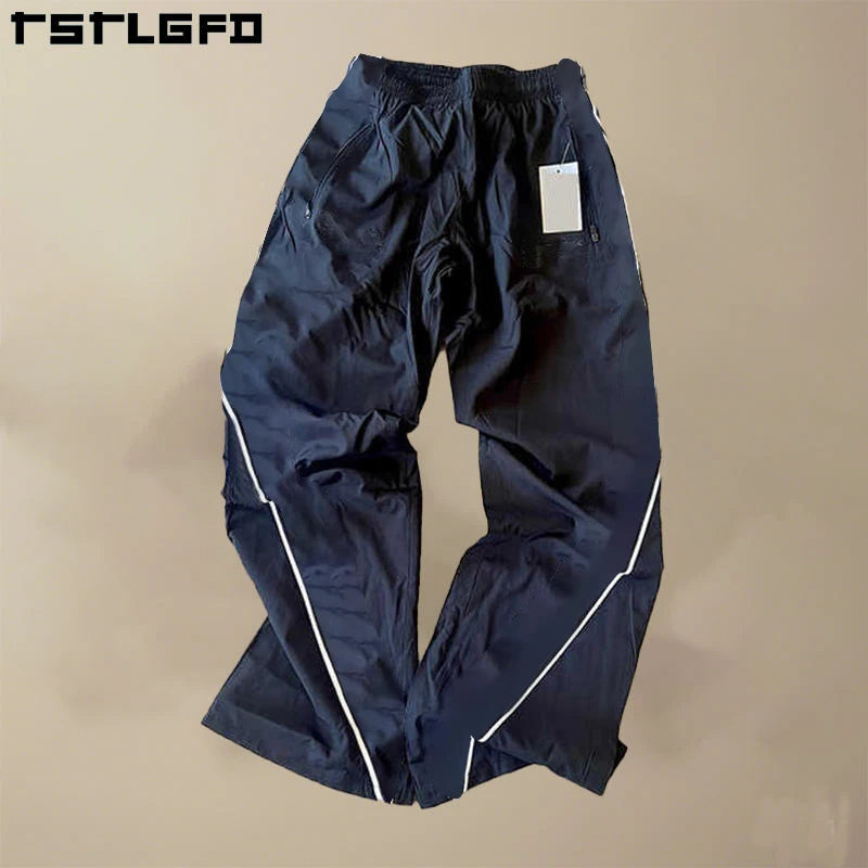 Custom  Baggy Track Pants Baggy Oversized Baggy Jogger Sweatpants Men Striped Windbreak Jogger Nylon Wide Leg Pants Men