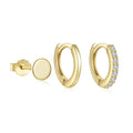 Fashion Earrings Set Jewelry 925 Sterling Silver Plain Round Circle Full Diamond Gold Plated Stud Hoop Earrings for Women