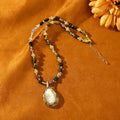 Classical Natural Stone Necklace Irregular Rainbow Tourmaline Beaded Necklace Luxury Baroque Pearl Charm Jewelry for Women Party