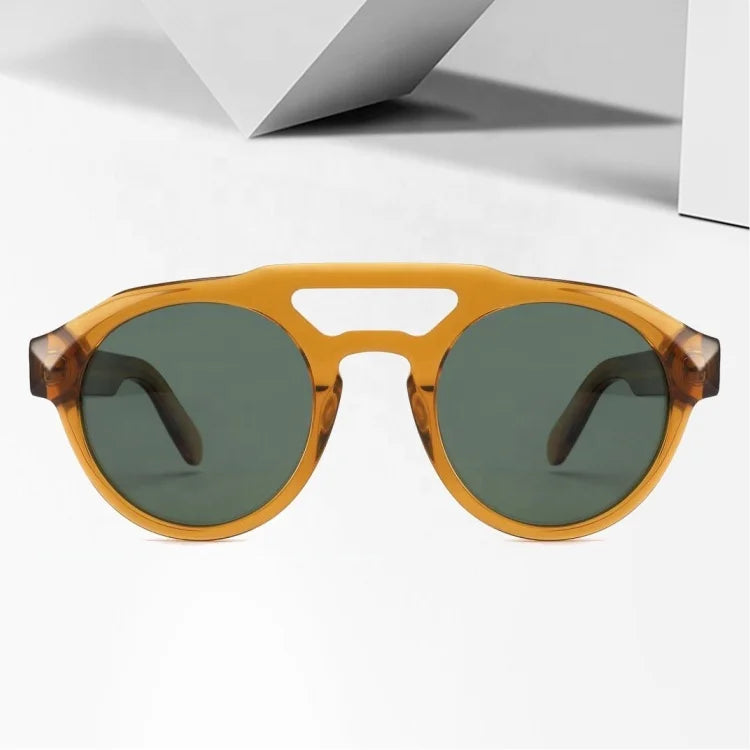 Wholesale Orange Transparent Acetate Full Rim Polarized UV400 Sunglasses for Women Vintage Style