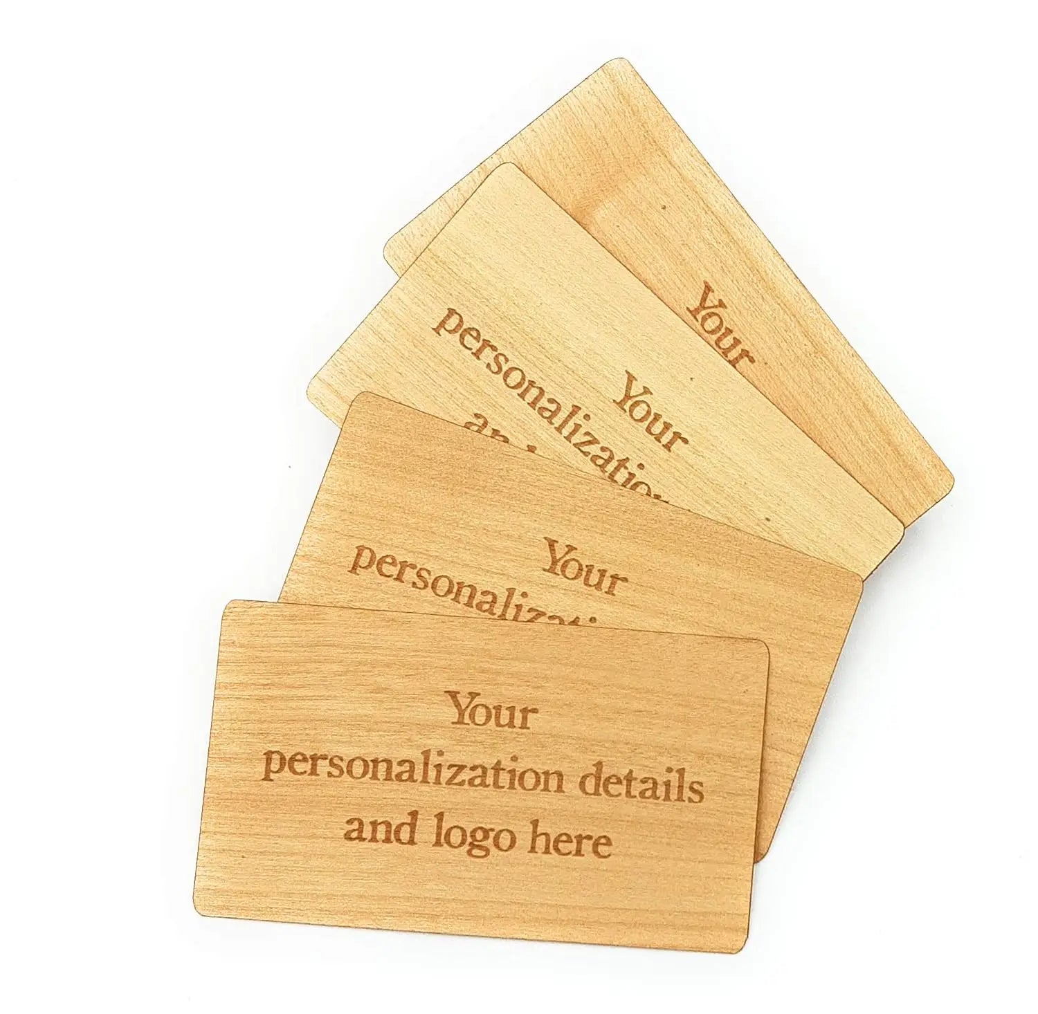 Ecofriendly Veneer Business Cards Laser Engraved Wooden Veneer Business Cards Custom Logo and Text Business Cards Maple Wood