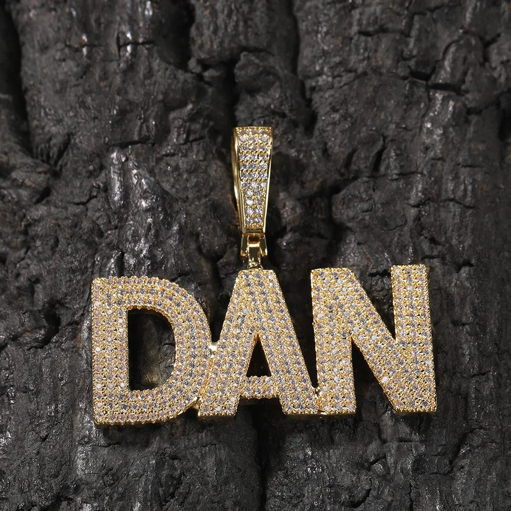 Custom Jewelry 3 Layer Name Pendant Necklaces Iced Out Custom Capital Letter Pendant Personalized Necklaces