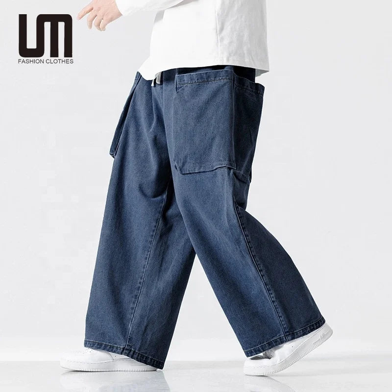 Clearance Sales Clothing Manufacturers Custom Korean Fashion Men Loose Casual Streetwear Oversized Jeans Wide Leg Pants
