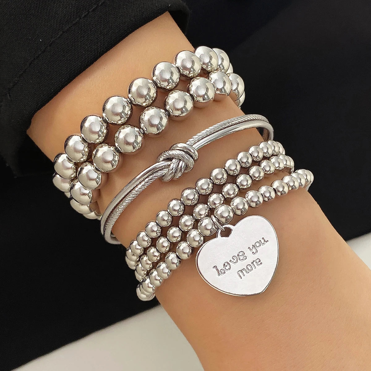 Custom Fashion  Multilayer Chain Bracelet Silver Heart Cross Coin Charms Chain Bracelets for Men and Women