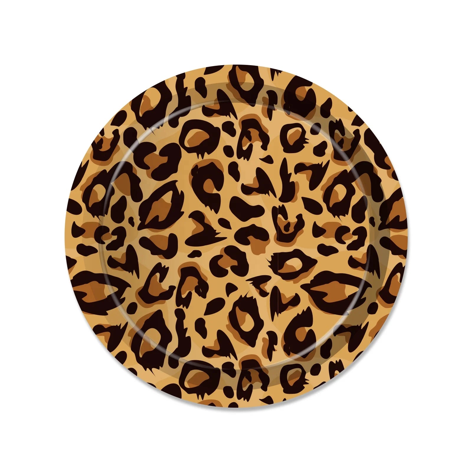 Huancai Jungle Safari Animal Party Supplies Leopard Print 9 Inch Paper Plates Dessert Plates for Kids Birthday Party Decorations
