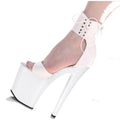 Sexy New White Fish Mouth Thin Heel 20 cm Club High-heeled Sandals Women's Large Pole Dancing Shoes Thick Sandals