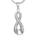 Lovely Infinity Charm Keepsake Urn Pendant Ashes Necklace Stainless Steel Waterproof Memorial Cremation Jewelry