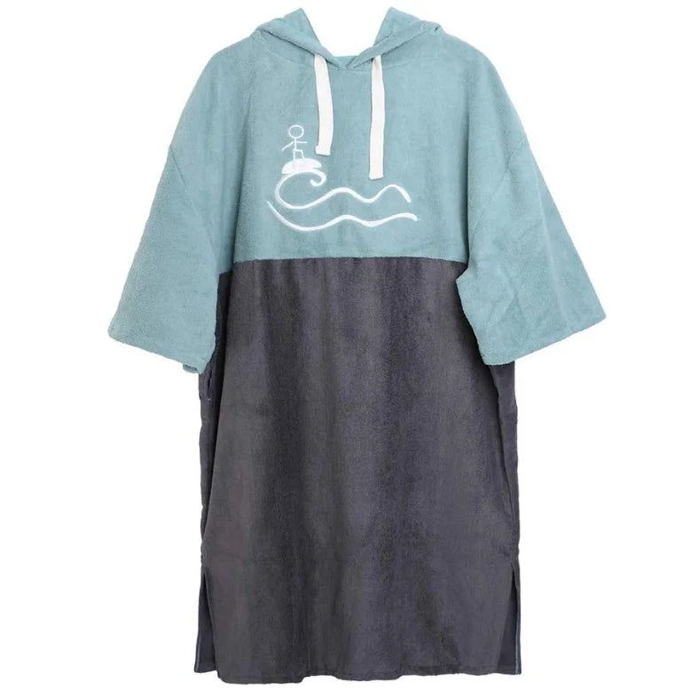 Super Absorbent Stitching Color Beach Hooded Towel Ponchos Pattern 100% Cotton Change Dry Surf Robe for Adult