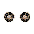 AA00421 925 Silver Needle Fashion New Pearl Flower Camellia Earrings Necklace Temperament Earrings