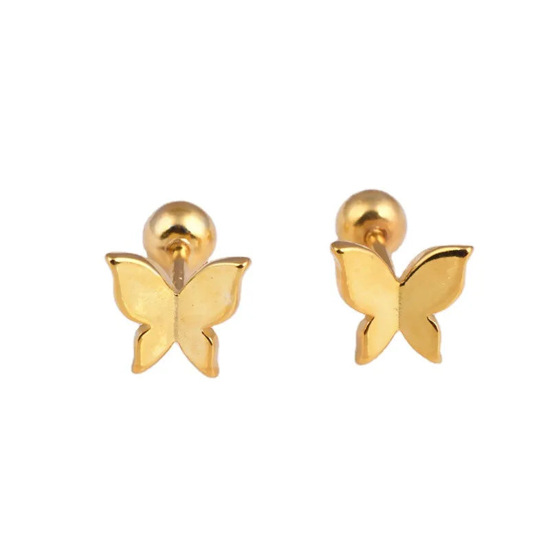 Dainty Sterling Silver Butterfly Screw Back Earring 18k Gold Plated 925 Silver Butterfly Stud Earring