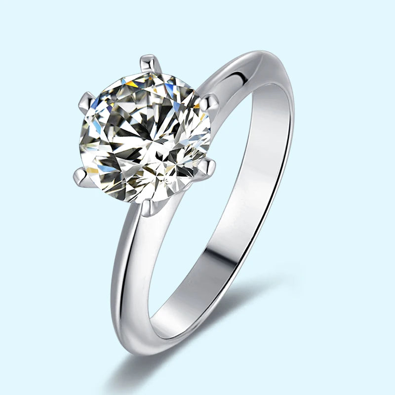 925 Sterling Silver Brilliant Cut 2.0ct VVS Moissanite Iced Out Ring Engagement Custom Logo Promise Rings for Women