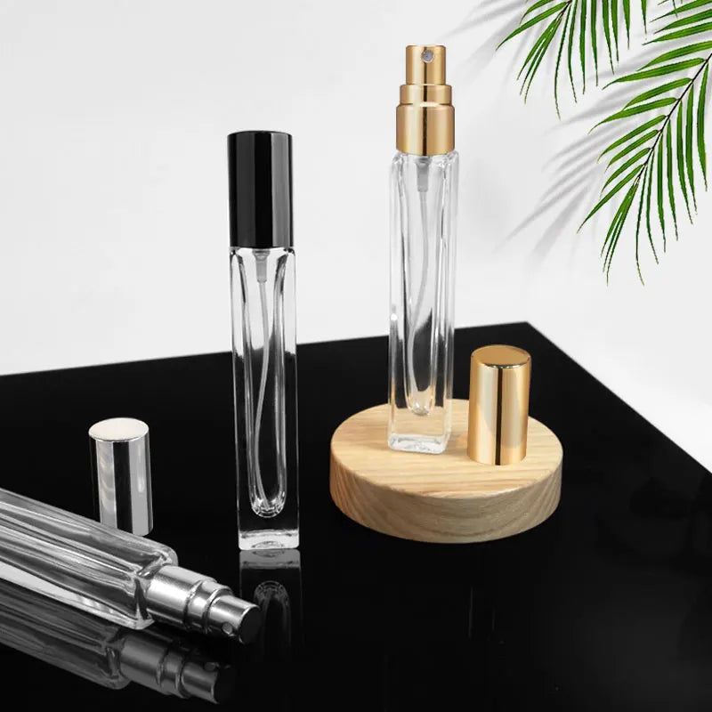 Wholesale Custom Rectangle Clear Mini Decant Bottle with Spray Applicator Low MOQ 3ML Atomizer Screw Top Perfume Flat Shape