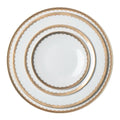 High Quality Gold Wave Rim Round Dinning Dinner Plate Set White Porcelain Design Ceramic Dinner Sets
