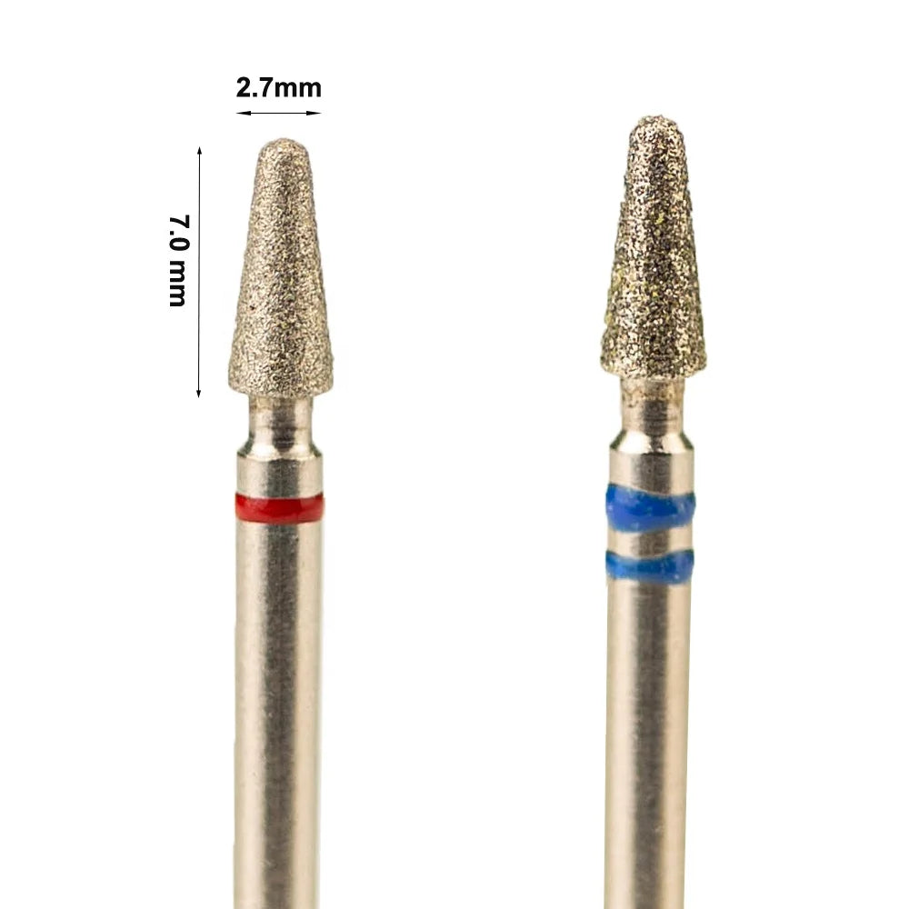 EFile Burrs 2.7*7.0mm  Grinding Head Safety Needle Taper Russian Manicure Clean Cuticle Clean Diamond Nail Bits for Drill