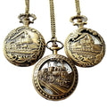 Classic Train Bronze Vintage Favor Men Women Antique Hollow Quartz Pocket Watches