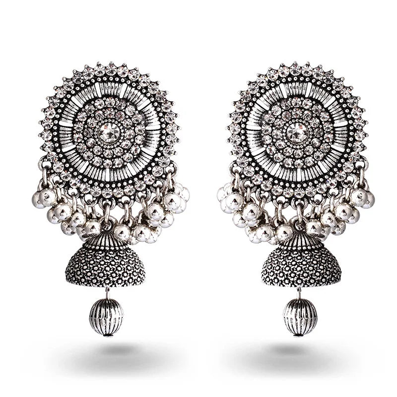 2022 Newest Fashion Gold Silver Bell Jhumka Earrings Jewelry Set Charm Indian Jhumka Earrings Custom