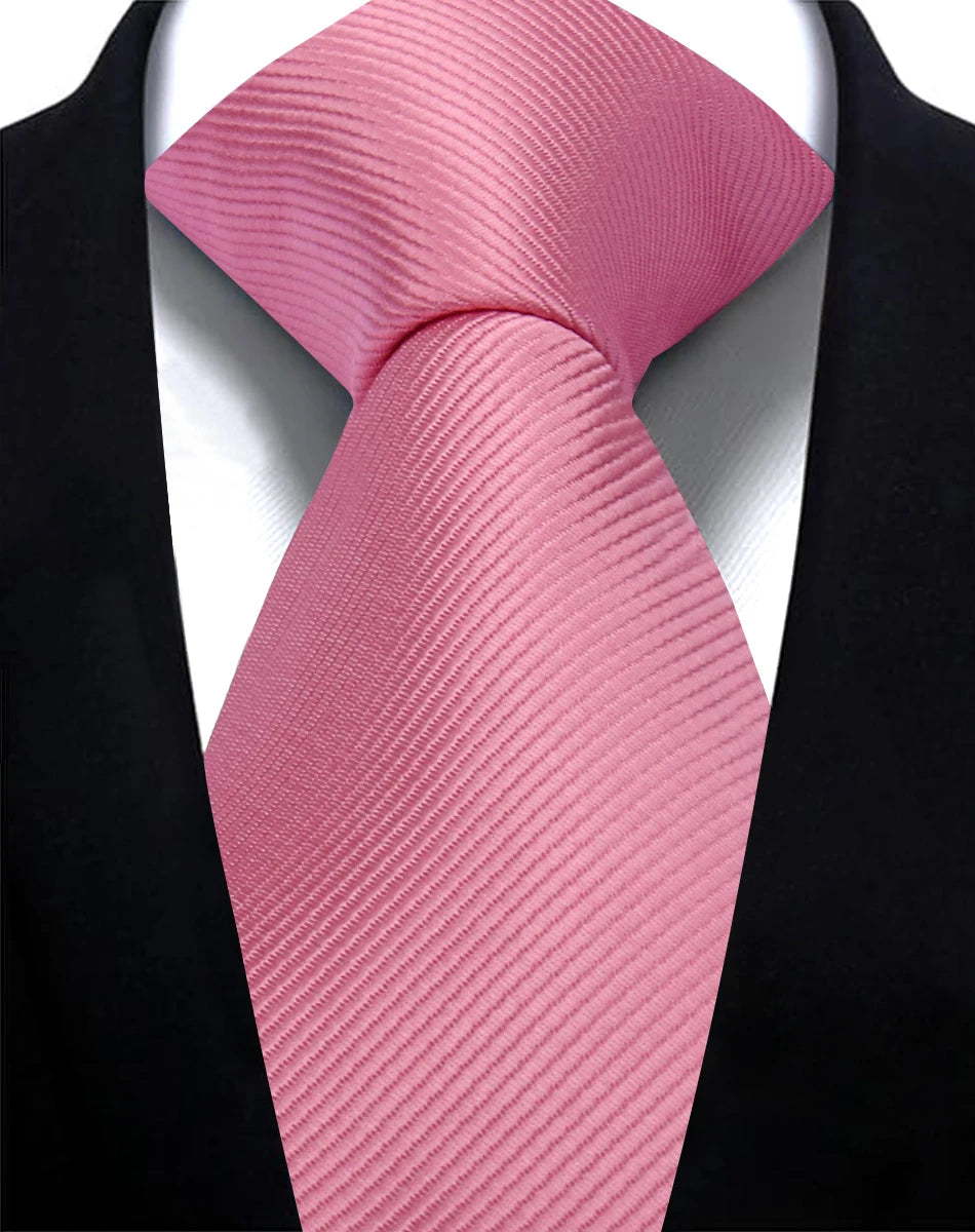 Pink Solid Silk Ties for Men Party Wedding Striped Necktie Cravate Luxury Skinny Neckties for Man Accessories Business Gift Tie