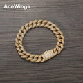 BB030 12mm Brass Setting Zircon Bracelet Hip Hop Iced Out Zircon Cuban Chain Bracelet Men's Jewelry Copper CZ Cuban Bracelet