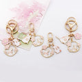 Fashion Cute Cherry Blossom Rabbit Keychain Cat Pendant Creative Couple Jewelry Lanyard Earphone Bag Car Key Pendant
