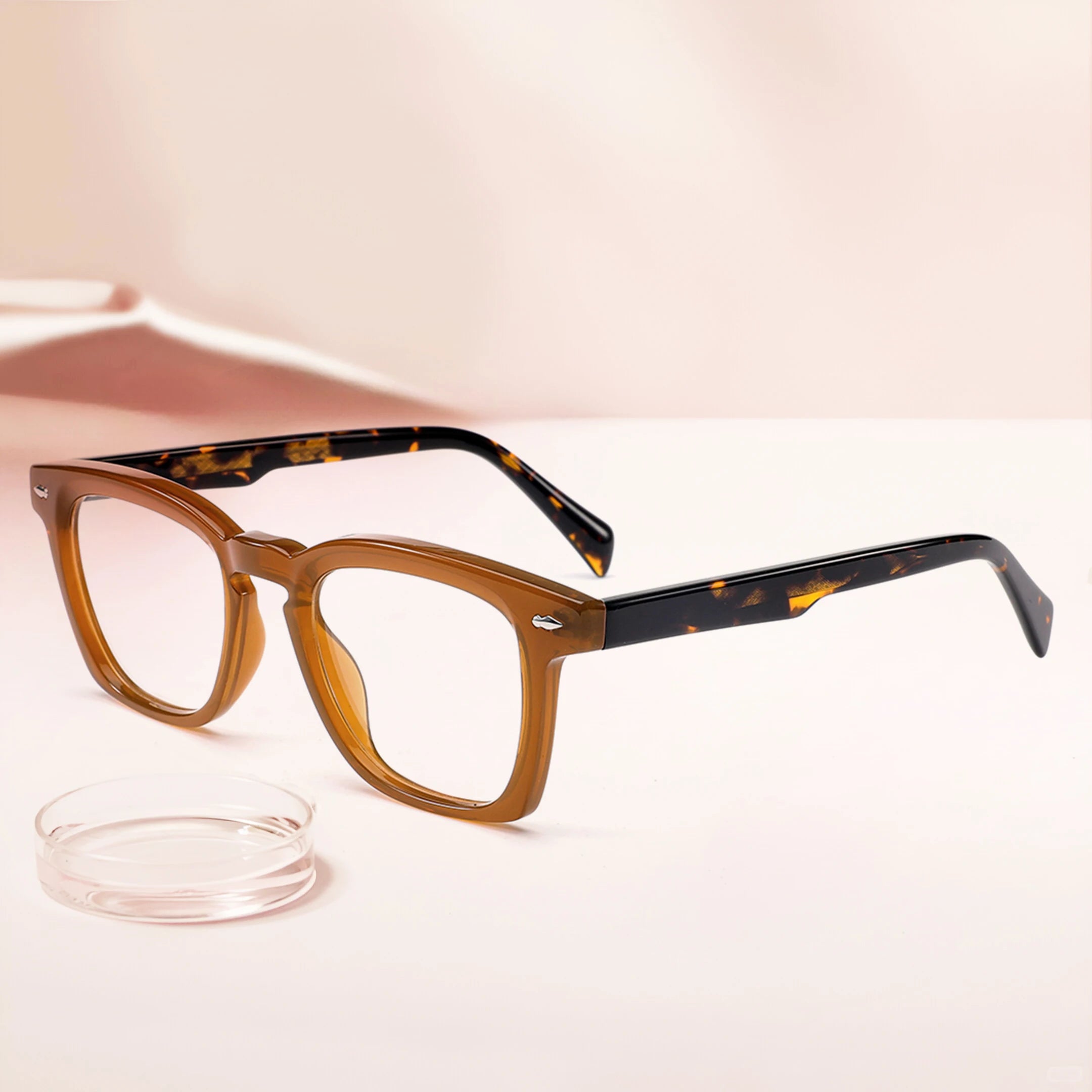 Handmade Retro Vintage Acetate Eyeglasses Luxury Optical Prescription Glasses Frame with Transparent Rice Nail Design