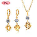 Top Selling Jewelry 2021 Usa Lovely Chic Dainty Dolphin Quality 18k Gold Plated CZ Necklace and Earrings Sets