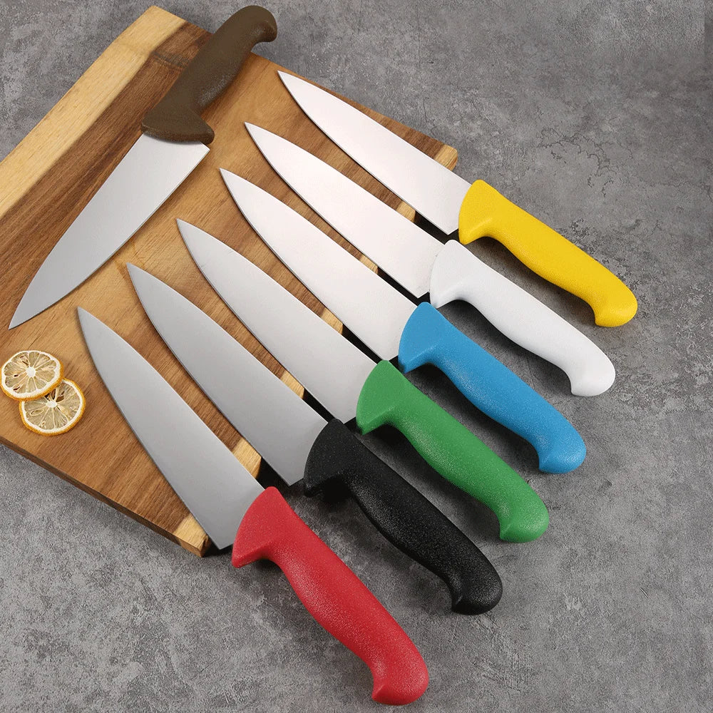 Custom Logo 8 Inch Japanese Chef Knife 3Cr13 Stainless Steel PP Handle Ergonomic Sharp Kitchen Cutting Knives Dishwasher Safe