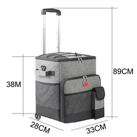 30L Large Capacity Rolling Trolley Insulated Cooler Outdoor Picnic Bag Car Using with Wheels Thermal Ice Outdoor Food 38x33x28cm
