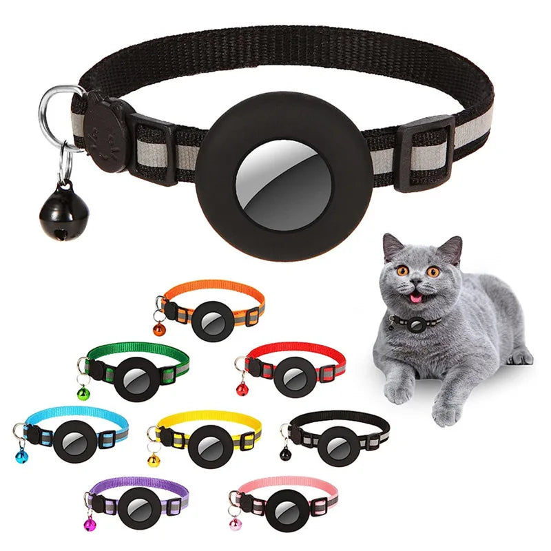 In Stock Factory Supply Colorful Nylon GPS Tracker Cover Reflective Small Pet Cat Airtag Cover Dog Collar