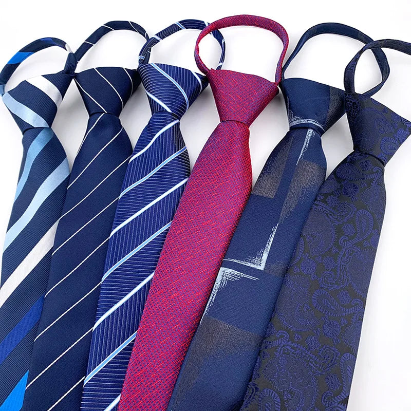Men's Square Grain Zipper Tie Business and Wedding Patterned Made of Polyester