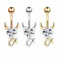 Wholesales Heart Skull Belly Rings Navel Piercing Babrbll for Women 14g Stainless Steel Navel Belly bar 3 Colors