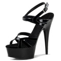 6 Inch Black Gothic Platform Sandals Anti-Slip Feature High Heels Pole Dance Queen Leather Toe for Club Banquets Summer Parties
