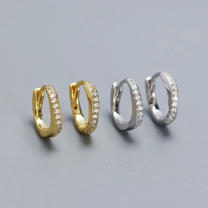 925 Sterling Silver Luxury Ins Hot Selling Irregular Diamond Hoop Earrings for Girls
