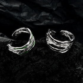 ICEBELA Jewelry 925 Sterling Silver Korean Version Simple Niche Enamel Female Ins Style Open Hollow Shaped Index Finger Ring