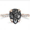925 Sterling Silver Marquise Cut Ring Band 2PCS Pear Shaped Black Quartz Rutilated Engagement Ring