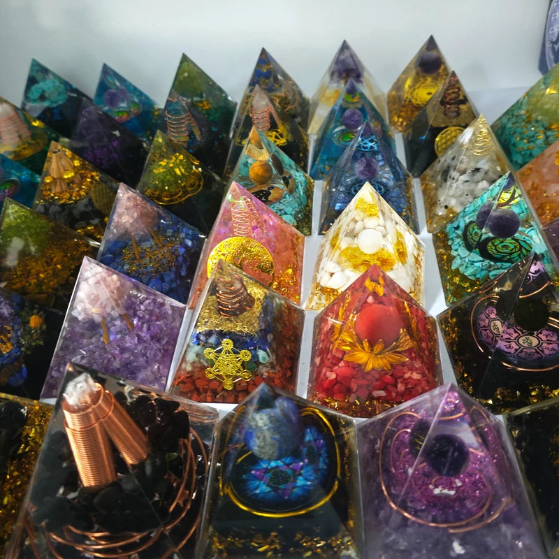 5cm 6cm Wholesale Healing Crystals Resin Energy Orgone Organite Pyramid Crystal for Spiritual